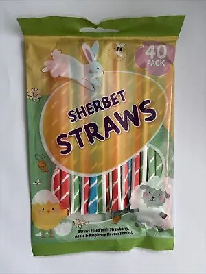 40 X Easter Sherbet Straws Strawberry & Apple Sweets Easter Sherbert Straws • £3.49