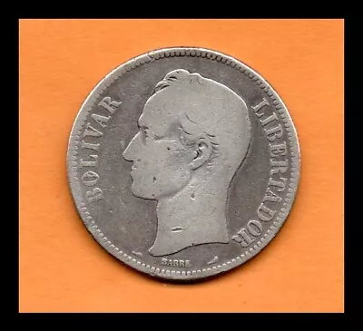 Venezuela  Coin  Fuerte  5 Bolivares Bs 1900 Silver .900 37.2mm 25gr. KM#24 • $28