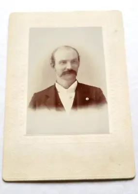 1800s Man With Mustache Taken In Shawano Wisconsin Cabinet Card Studio Photo • $24.20