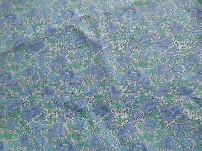 LIBERTY FABRIC - VINTAGE TANA LAWN - 1.6mt X 91 Wide - Small Floral Blue White • $37.96