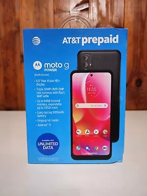 AT&T Motorola Moto G Power 6.5” HD+ 4G LTE 64GB 50MP Prepaid Black - SEALED • $57.95