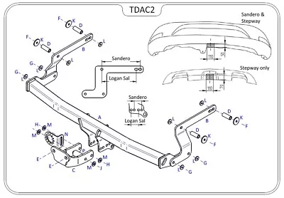 Dacia Sandero Tow Bar (Incl. Stepway) 2012 To 2020  - Tow Trust Flange Tow Bars  • £195.52