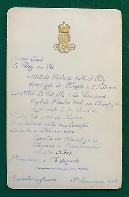 Antique Royal New Year's Day Menu Sandringham King Edward VII Queen Alexandra • £295