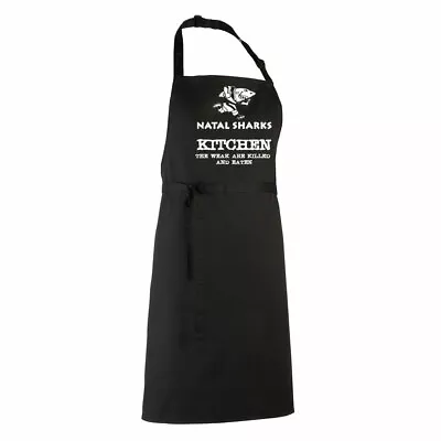 NATAL SHARKS Rugby Chefs Kitchen / Barbeque Apron (black) • £16.10