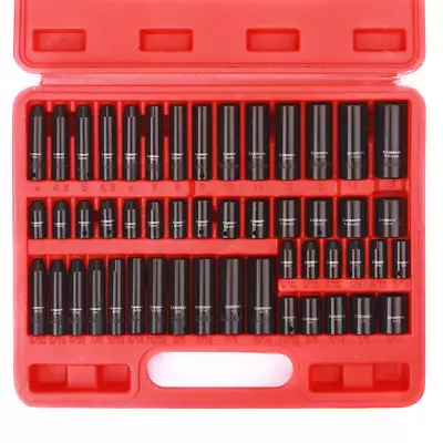 50Pcs 1/4  Drive Master Impact Socket Set 6-Point Sae/Metric Standard/DeepCr-V • $51.98