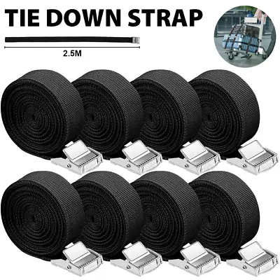 2-24x Heavy Duty Ratchet Tie Down Straps Car Roof Rack Belts Quick Release 2.5M • £22.99