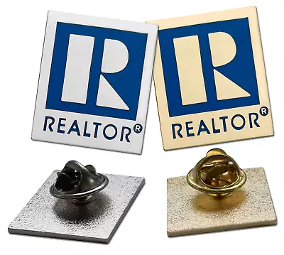 Realtor Logo Branded -Large- Lapel Pins 2PK W/ Military Clutch (Gold AND Silver) • $17.95