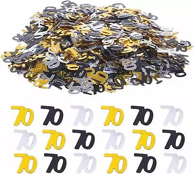 Party Table Confetti Decorations Black Gold Silver 70th Birthday Age Sprinkles • £2.29