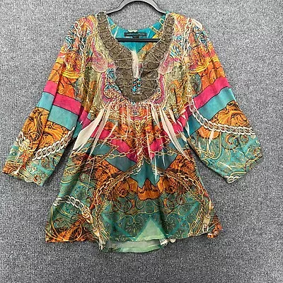 Mushka By Sienna Rose Blouse Top Womens L Geometric Artsy Art To Wear Hippie • $19.95