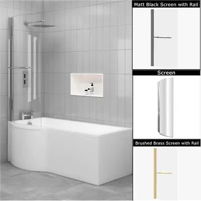 1500/1600/1700mm P Shaped Shower Bath Bathtub Front & End Panel With Screen • £235.99