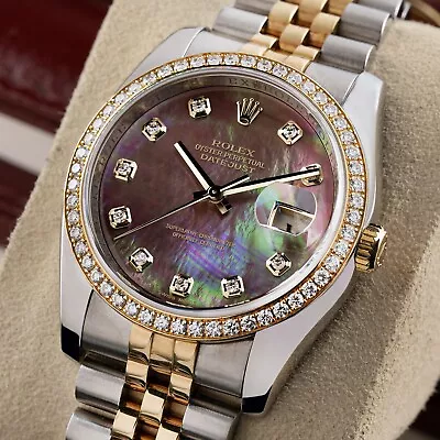 Rolex Datejust 36mm 2021 Box & Papers Factory Diamonds Tahitian Mother Of Pearl • £16500