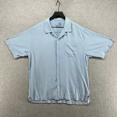 Tommy Bahama Shirt Mens Size Large Blue Short Sleeve Silk Button Up Camp Bowling • $17.43