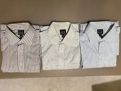 Lot Of 3 Men Dress Shirts Jos A Banks Size 16/32 16.5/33 Tailor Fit • $30