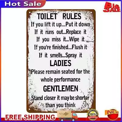 Vintage Toilet Rules Tin Wall Sign Bar Pub Bedroom Decorative Metal Plate Poster • $11.87