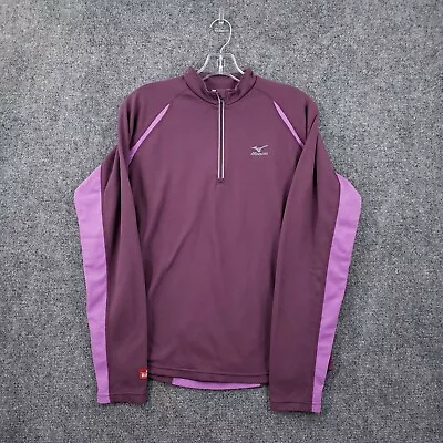 Mizuno Sweatshirt Womens L Large Purple Breath Thermo 1/4 Zip Colorblock Gym • $11.24