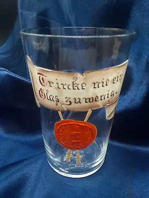  Moser Style Bohemian 4 3/8  Glass Tumbler German Drinking Verse Never Drink • $17.99