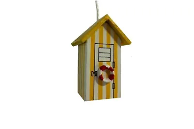 Nautical Yellow & White Wooden Beach Hut Light Pull Handle With Cord & Connector • £7.95