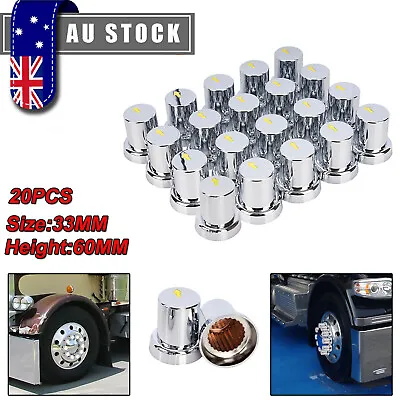 20PCS 33mm Safety Arrow ABS Wheel Nut Covers Caps Chrome For Heavy Duty Trucks • $55.33