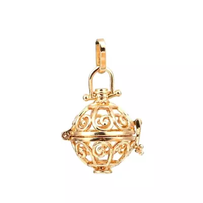 Gold Round Locket Pendant Pregnancy Chime Ball Angel Mexican Bola Harmony Prayer • $6.99