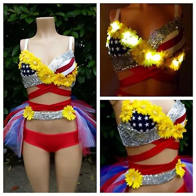 Flag LED Rave Bra Costume Rave Outfit Rave Clothes Rave Bras EDC  • $184.75