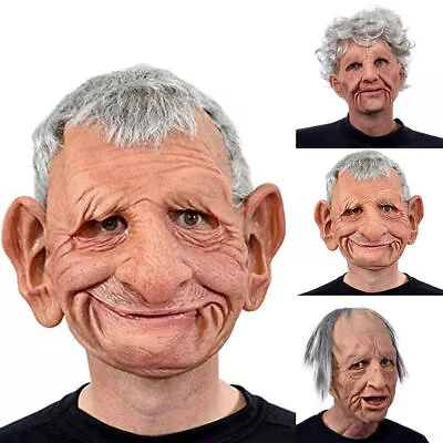Old Man Mask Cosplay Party Realistic Full Face Masks Headgear Halloween Costume_ • £17.69