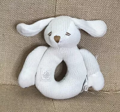 Miyim Organic Cream Plush Bunny Rabbit Lovey Rattle Ring Stuffed Animal Toy  • $12