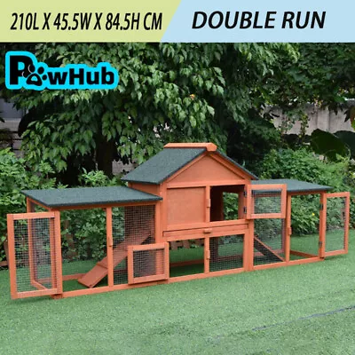 PawHub Double Run Wooden Chicken Coop Rabbit Hutch Bunny Cage • $179