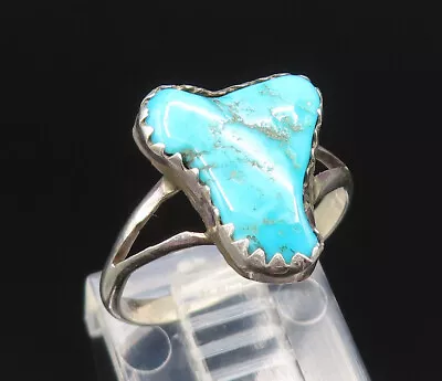 NAVAJO 925 Silver - Vintage Inlaid Turquoise Abstract Ring Sz 5.5 - RG25529 • $69.72