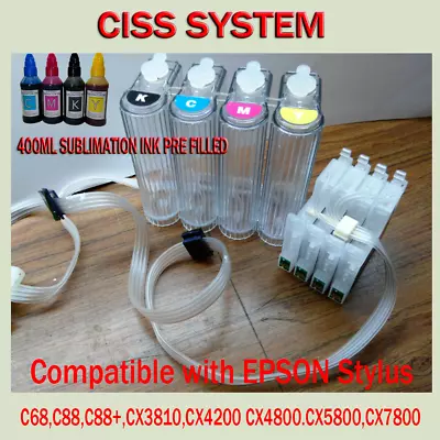 CISS Continuous Ink Supply System Compatible Epson C68C88C88+ SUBLIMATION INK • $59.99