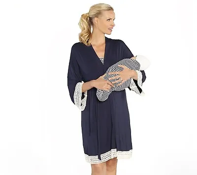 £33.54 • Buy Blooming Women Maternity  Robe Navy Tie Size M / L *Missing Belt Tie* NWOT