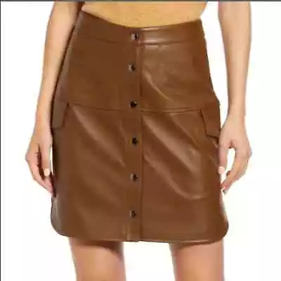 VERO MODA Loving High Waist Faux Leather Brown Skirt Size S. • $35