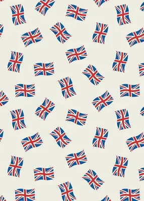 0.5 Metre Union Jack Flags On Cream 100% Cotton Fabric 112cm Wide • £6.50