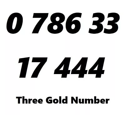 Three 3 Number Sim Card Gold Mobile Vip Easy Business Phone Golden Memorable 786 • £37.86