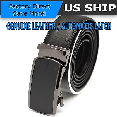 Men's Belt Leather Ratchet Belts Automatic Buckle 1.37inch Width • $9.95
