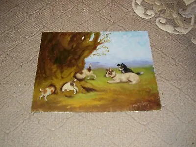 Terriers Hunting Rabbits...oil Painting Signed • £32