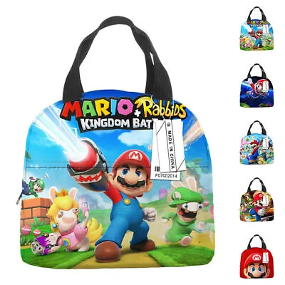 Super Mario Bros Kids Lunch Bag Insulated Thermal Cooler Sack Food Tote Handbag • £12.63