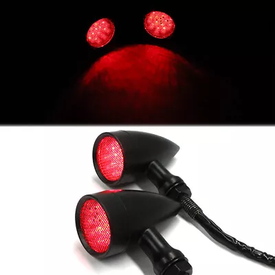 Motorcycle LED Black Bullet Brake Turn Signals Tail Lights For Harley Davidson • $21.11