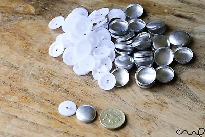 £11.99 • Buy 100 Sets X 30L Button Blanks Cover Non Astor White Metal Plastic 19mm Sewing
