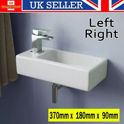 Small White Compact Bathroom Cloakroom Hand Wash Basin Sink Ceramic Wall Hung • £26.90