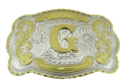 Initial G Letter G Belt Buckle New Men Cowboy Western Really Rodeo Gold Metal • $11.93