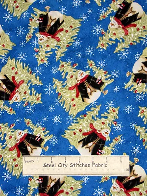 Riverwoods Winter Magic Christmas Snowman 100% Cotton Fabric Yard Snowflake Blue • $8.12