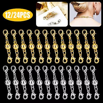 24X DIY Magnetic Lobster Claw Clasps Necklace Jewelry Bracelets Locking Extender • $13.48