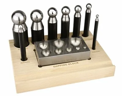 Complete 10-Piece Metal Forming Dapping Doming Punch And Block Set 5 Mm To 27 Mm • $32.95