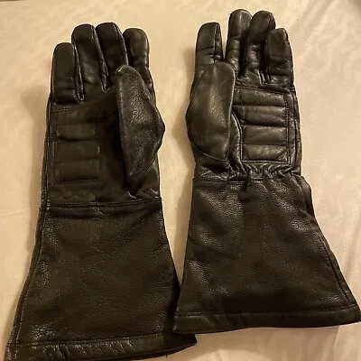 Hugger Black Leather Mens Gauntlet Gloves Size M Pre-owned • $27