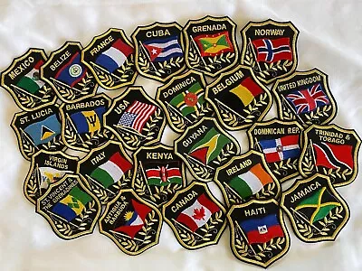 National Flags In Shield Embroidered Patches 3.25 X2.75  Iron-on • $5