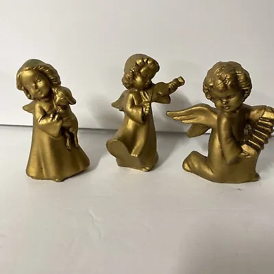 Lot Of 3 Vintage Angel Figurines  Plastic Gold Color • $9.95