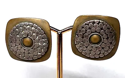 Marjorie Baer Earrings MBSF Signed Mixed Metal Modernist Hand Made Hammered  1  • $159.66