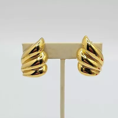 Vtg Earrings ST. JOHN Clip Jewelry High End Gold Plated Wing • $79.99