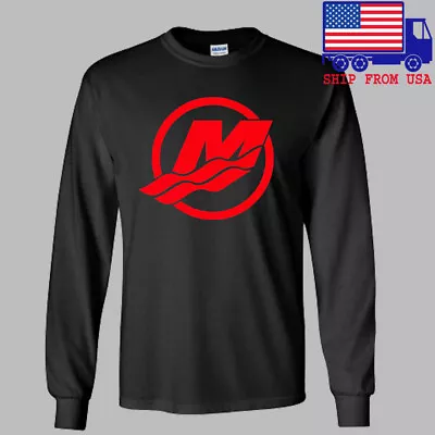 Mercury Fishing Logo Long Sleeve Black T-Shirt Size S-2XL • $31.61