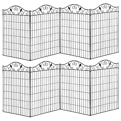 Outsunny Decorative Garden Fence 8 Panels Metal Border Edging For Landscaping • £132.99